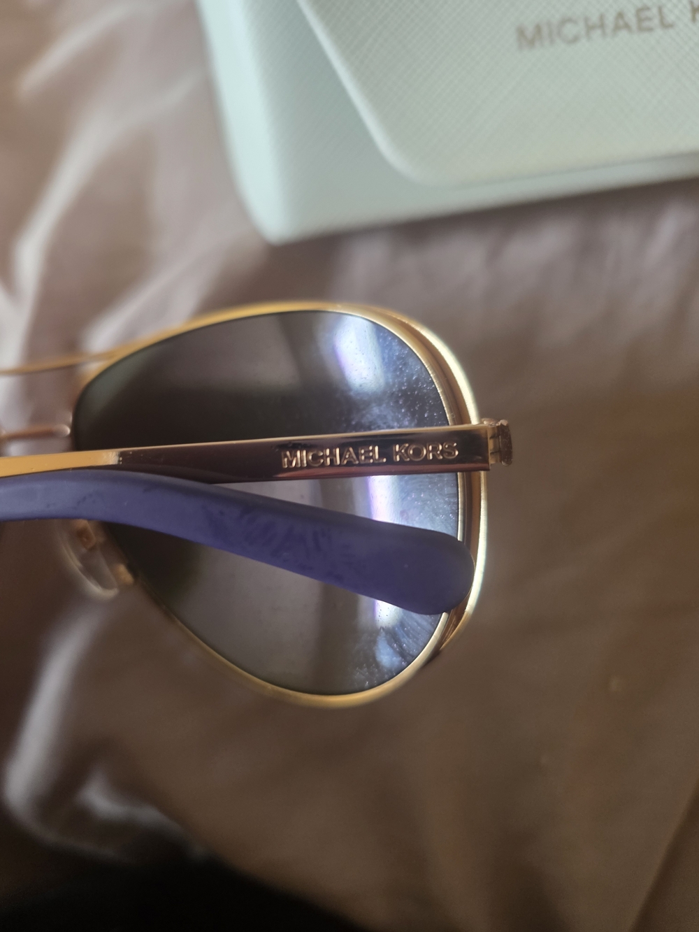 Michael Kors Women's Gold Frame Purple Mirrored Aviator Sunglasses - Picture 2 of 7